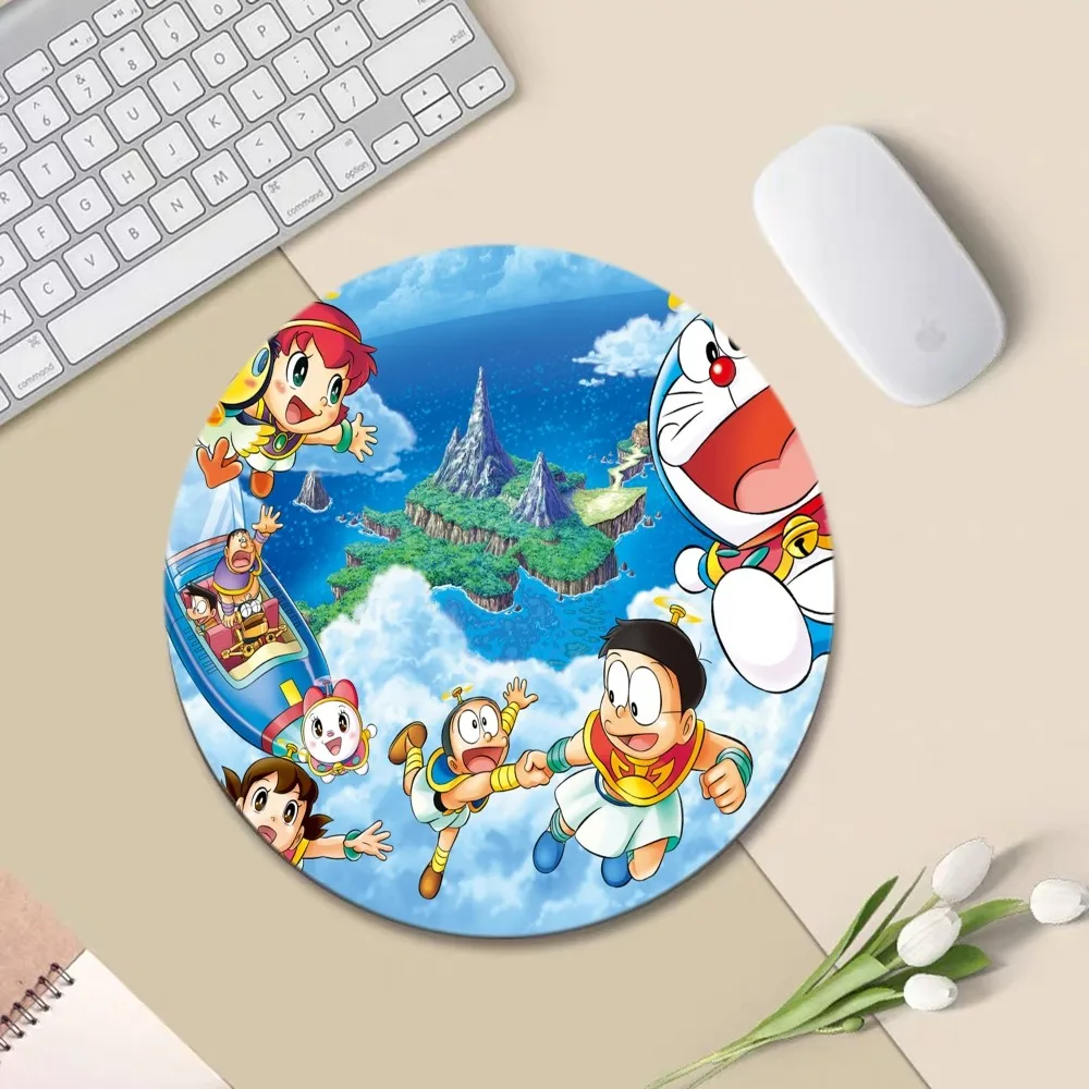 Anime D-Doraemon Mousepad 20x20cm Round Desktop Desk Mat Kawaii Gaming Accessories Students Writing Pad Mouse Pad for PC Desk