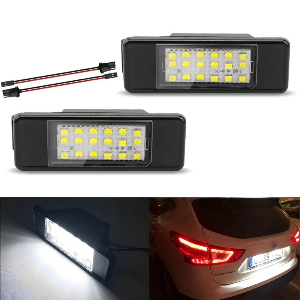 2pcs For Nissan LED License Plate light X-Trail Qashqai J10 J11 March Teana Primera P12 Pathfinder R51 Juke F15 NV200 Infiniti