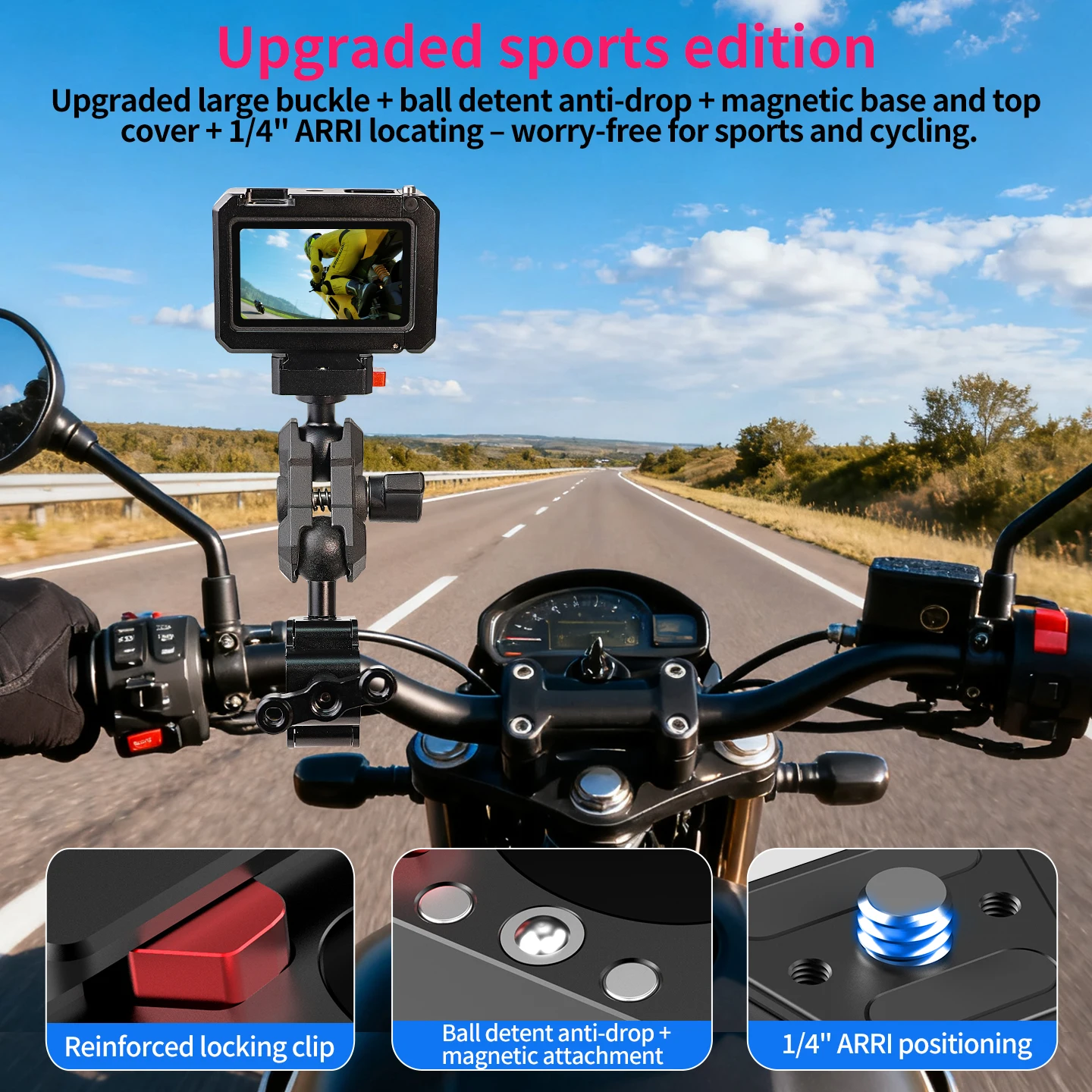 1-Zoll-Kugelkopf-Schnellverschluss-Halterung, 360° verstellbar, keine Blockierung, für Panoramakamera Insta360 X3 X4 X5 für DJI OSMO Pocket Gimbal – Detail 9