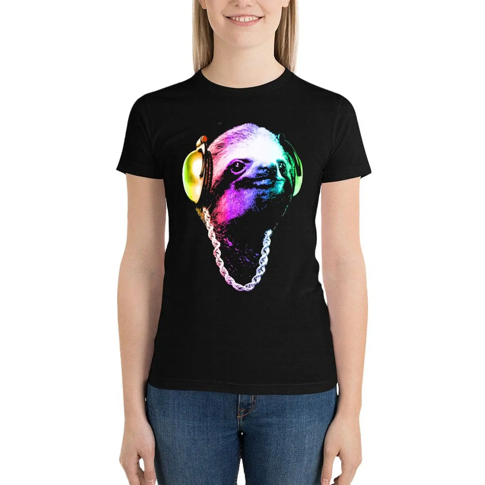 Sloth (Rainbow B-Boy Style) T-Shirt tops cute tops lady clothes plus size tops cropped t shirts for Women