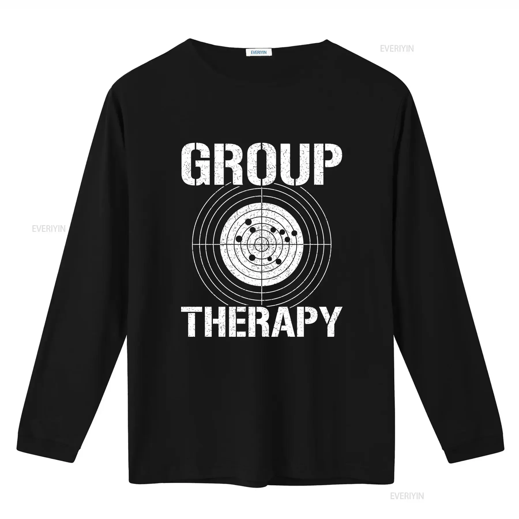 Shooting Group Therapy 2nd Amendment Patriotic Mens Black Cotton T Shirt vintage Washed Top For Everyday Wear Breathable