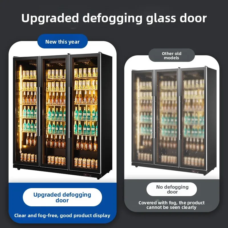 Beer display cabinet refrigerated 750L double door, fresh three door 1100 bar air-cooled freezer