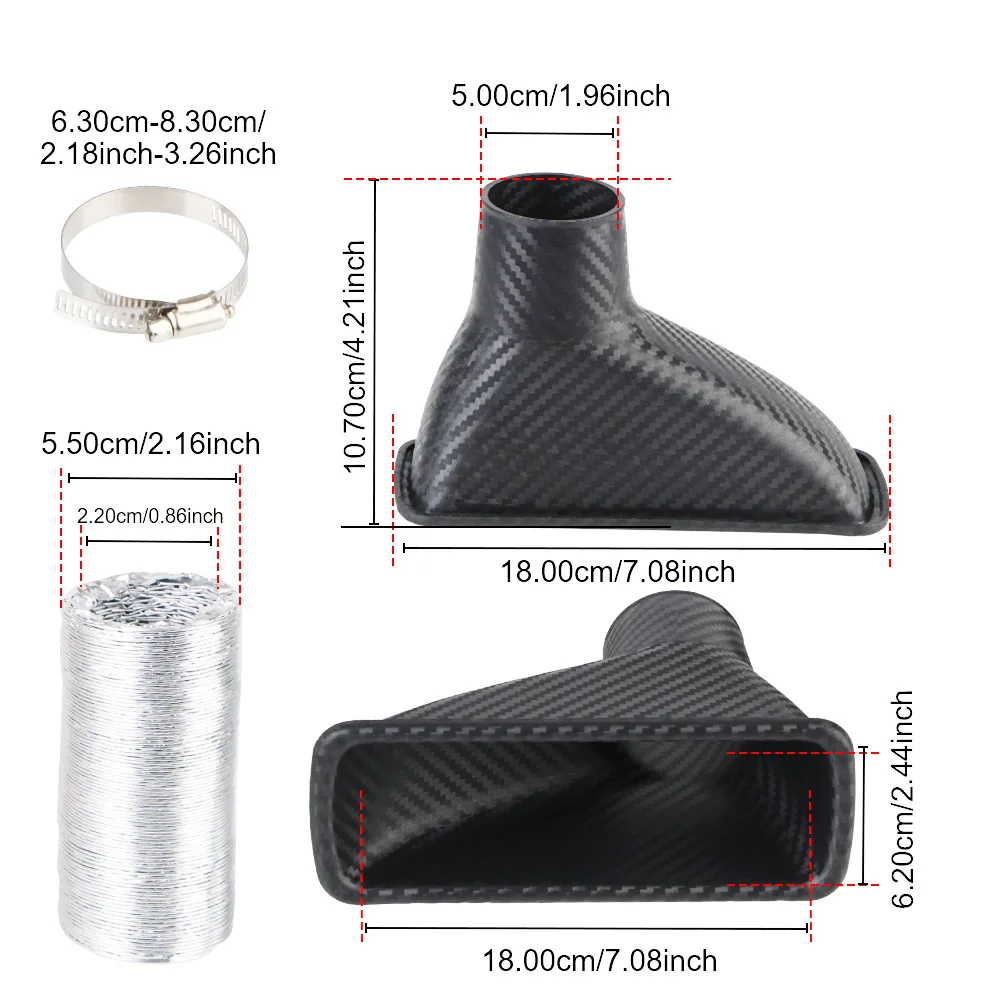 Automobile general air intake bell mouth front bar carbon fiber pattern air intake guide trend modified natural suction turbine