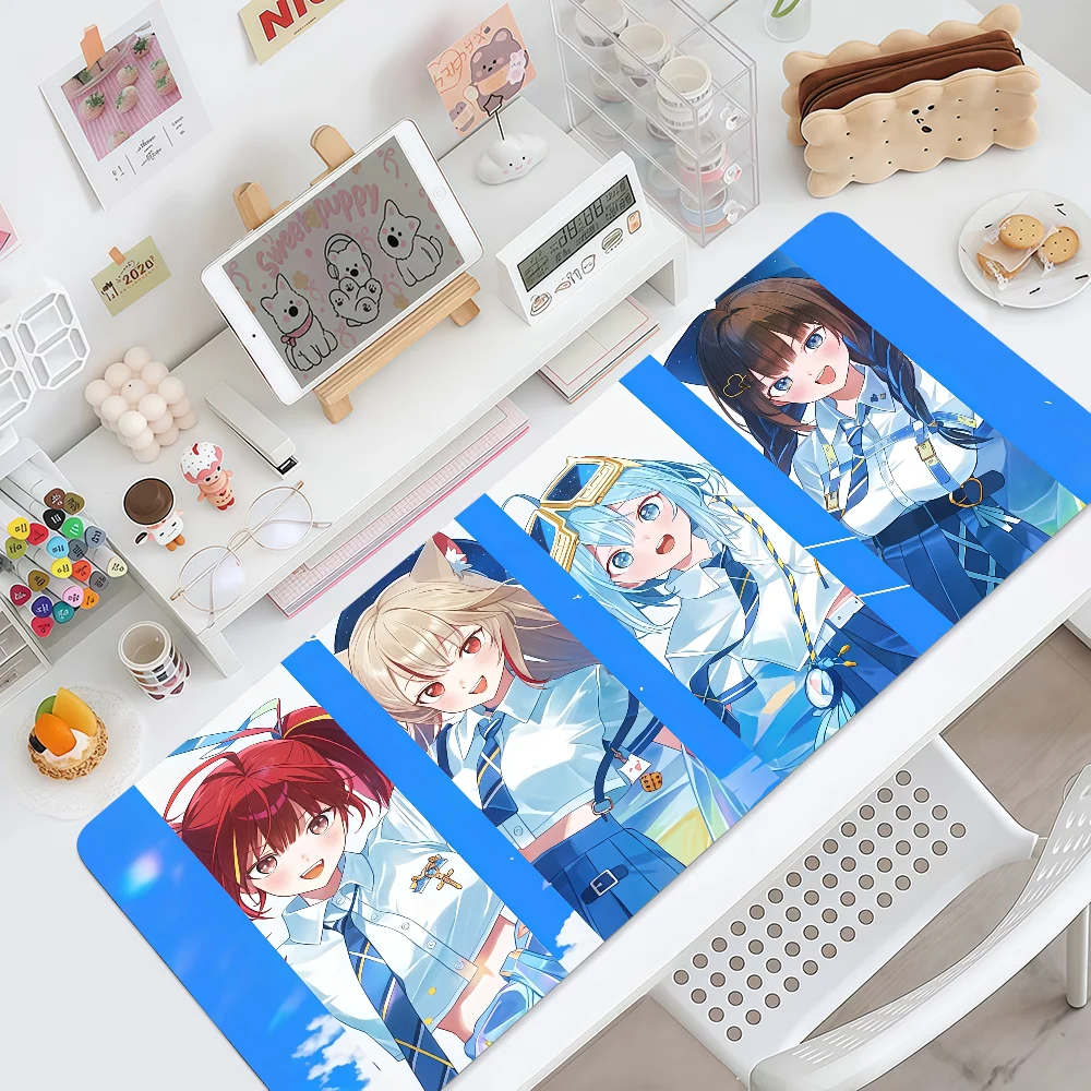 XXL 900x400mm Virtual Idol Singer Group Mouse Pad, Non-Slip Rubber Stitched Edge, Thickened Large Desk Mat for PC Laptop