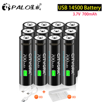 14500 AA rechargeable Battery 3.7V 700mAh Lithium Battery with Type-C Port for Flashlight Electric Scooter Toothbrush Toys Mouse