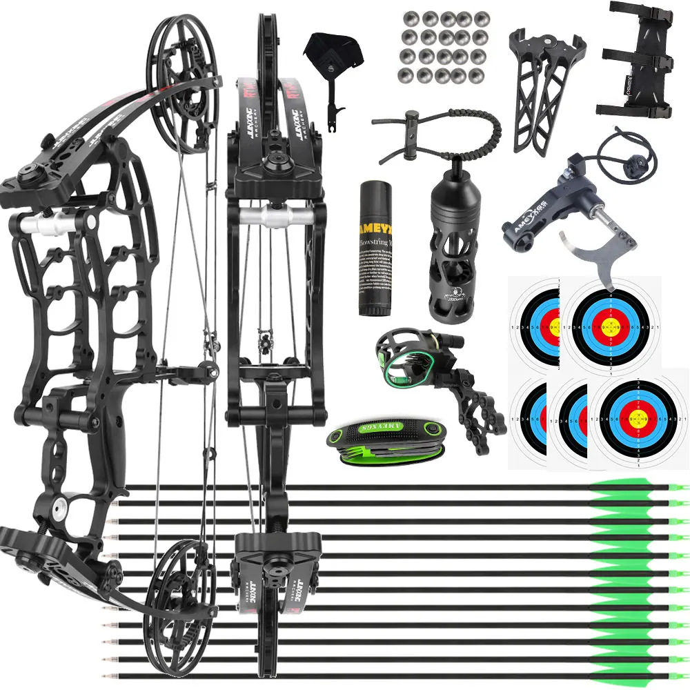 

Dual-use Compound Bow CNC Cam 40-65lbs Adjustable Gordon Bow Limb Shooting Steel Ball Target Arrow Hunting Archery Let off 80%
