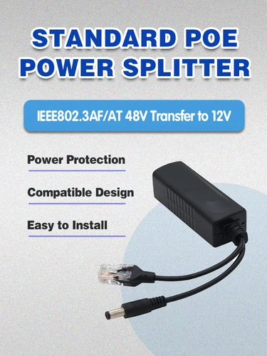 Imagen 2 del producto Divisor POE Gigabit para puertos de interruptor, cámaras IP CCTV, 48V a 12V, 2,5a, 30W, 15W, Gibabit, 1000mbps, RJ45 a DC, fuente de alimentación