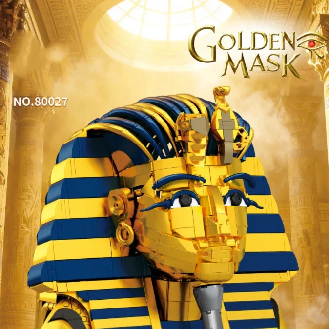 

World Famous Historical Architecture Egypt Pharaoh Tutankhamun Block Golden Mask Building Brick Construction Model Toys For Gift