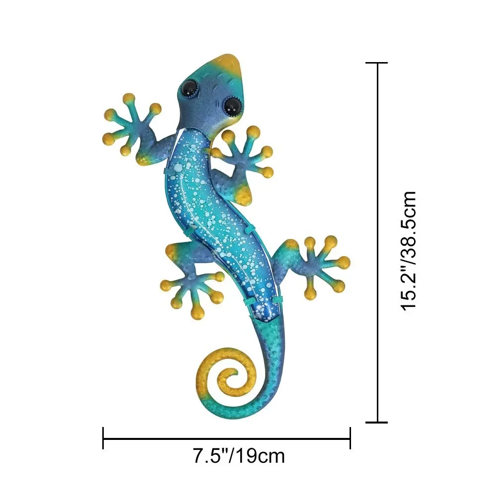 CIFbuy 15-calowa jaszczurka wisząca na ścianie ogrodowa metalowy gekon dekoracyjne rękodzieła topi się szkło malowane dekoracja ścienna