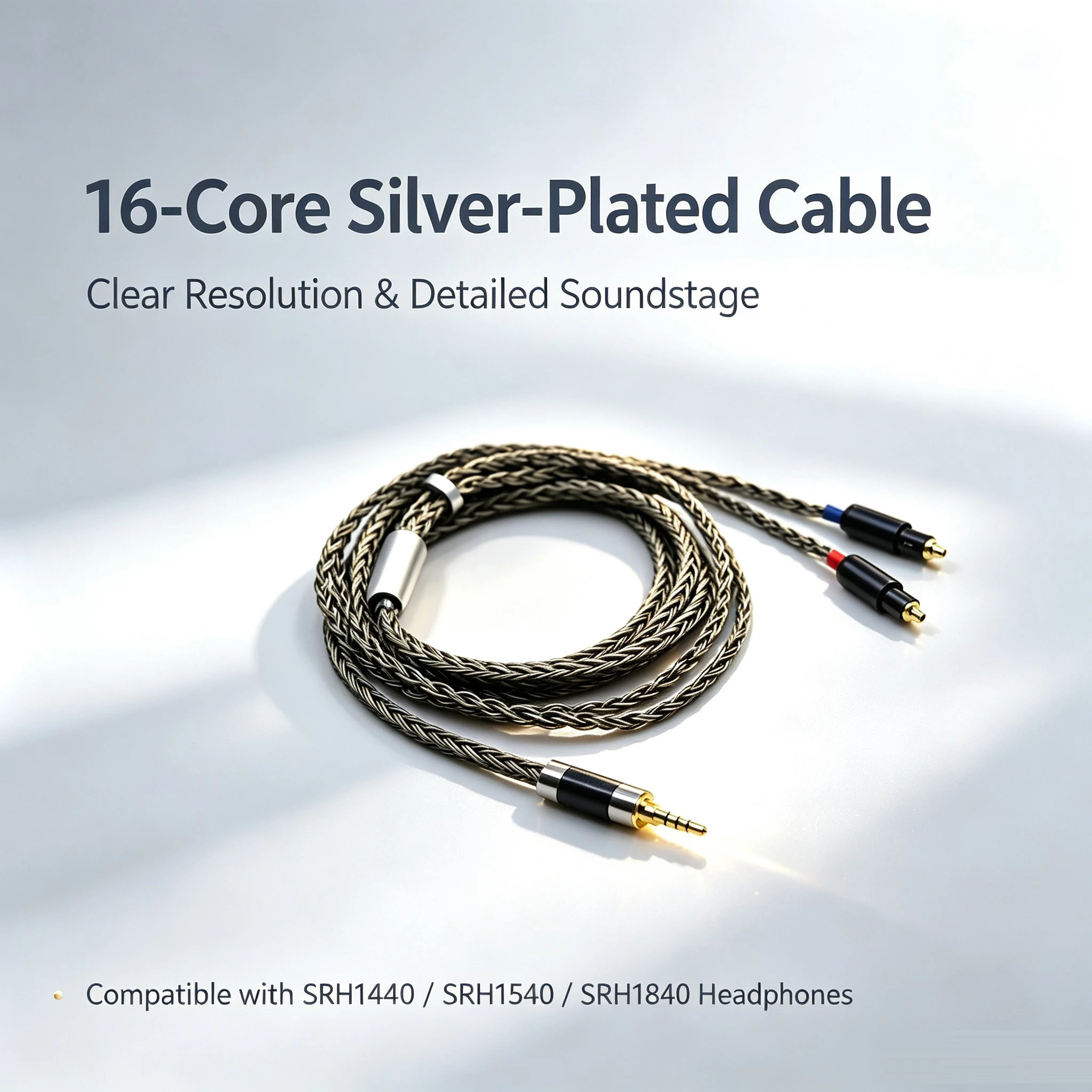 New 16core 4Pin XLR 4.4 2.5 mm Balanced Silver Plated Headphone Replace Upgrade Cable for SRH1440 SRH1540 SRH1840 Earphone