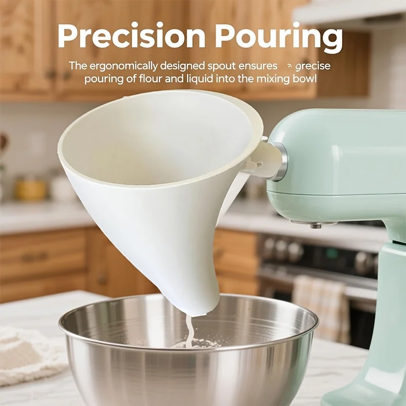 Embudo de harina KitchenAid Artisan Mixer, adecuado para KSM150 de 5 cuartos, accesorio de filtro ABS para evitar desbordamiento y descarga