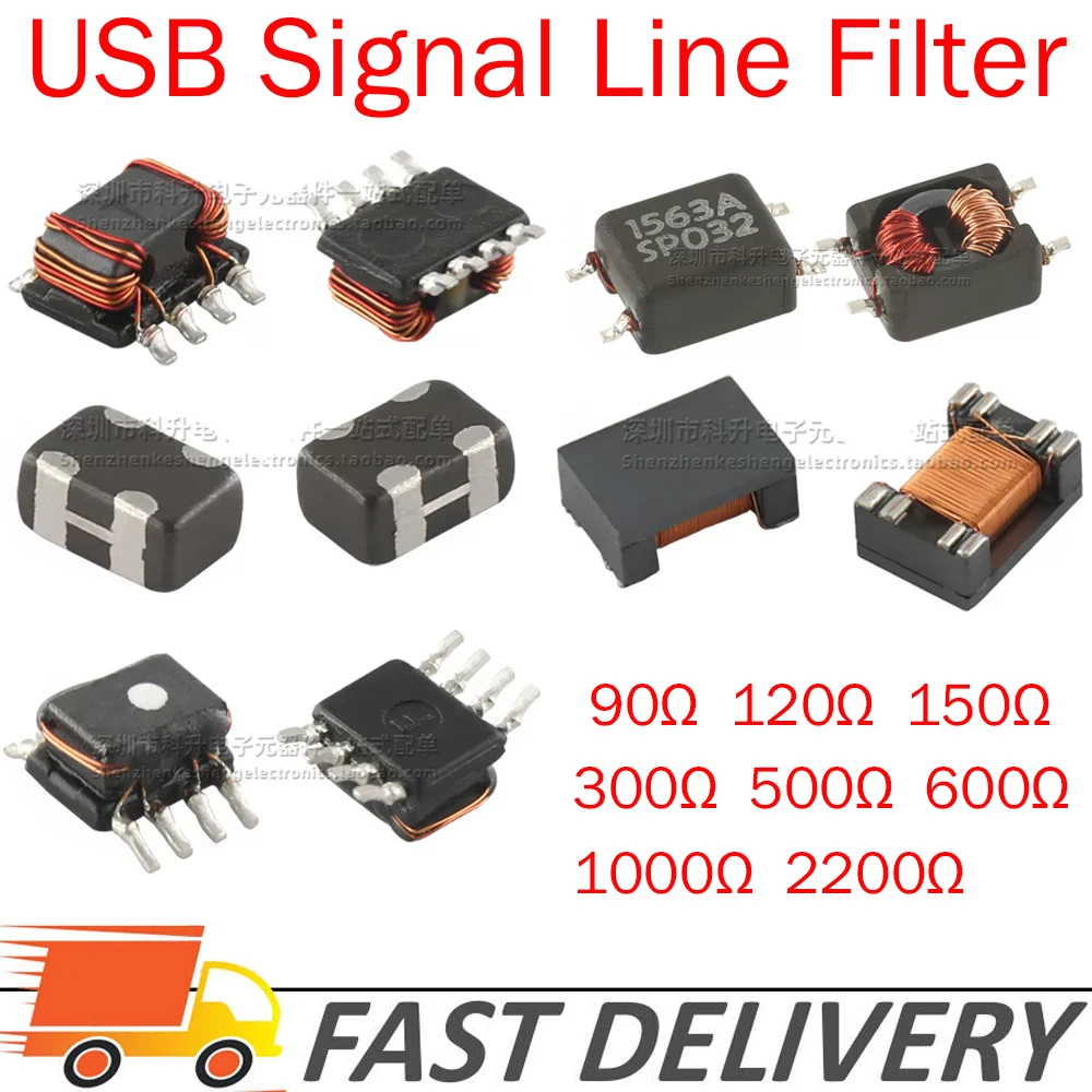 5pcs USB Signal Line Filter 90R 120R 180R 360R 800R 600R 90 120 180 360 ohm SMD Common Mode Choke EMI Noise Suppressor Inductor