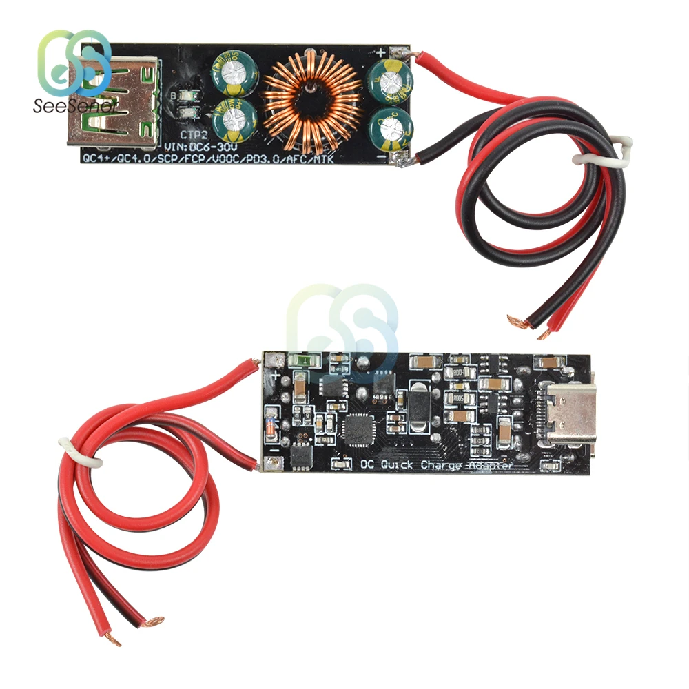 USB qc4.0 qc3.0 usb DC-DC-コンバーター,ステップダウンモジュール,6-32v 9v 12v 24v,急速充電回路基板