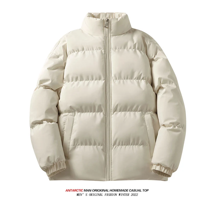 

Winter Casual Stand Collar Men's Cotton Jaet Thiened Polyester Fiber ort Sle Stand Fit Youth ular Faion