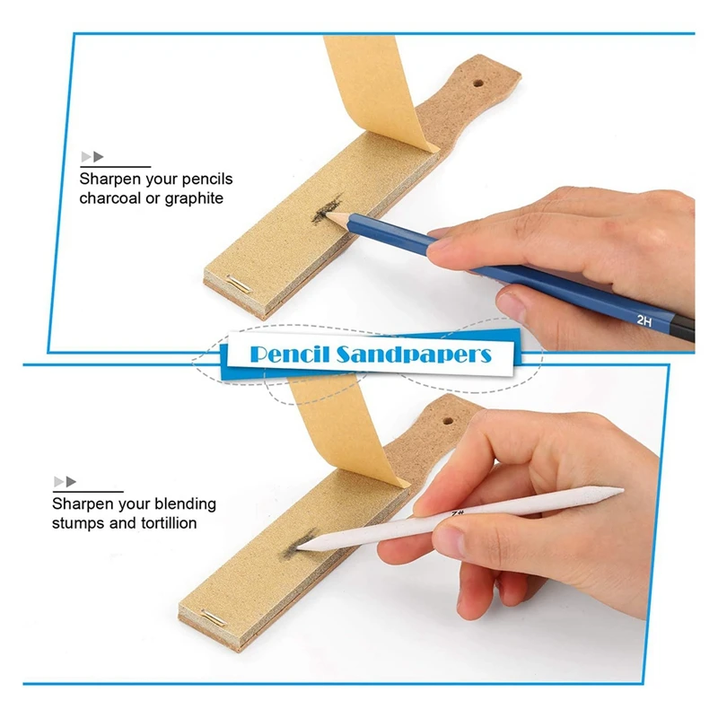 22 PCS Sketch Drawing Tools, 16 Blending Stumps Set With 2 Sandpaper Pencil Sharpeners, 1 Pencil Extension Tool