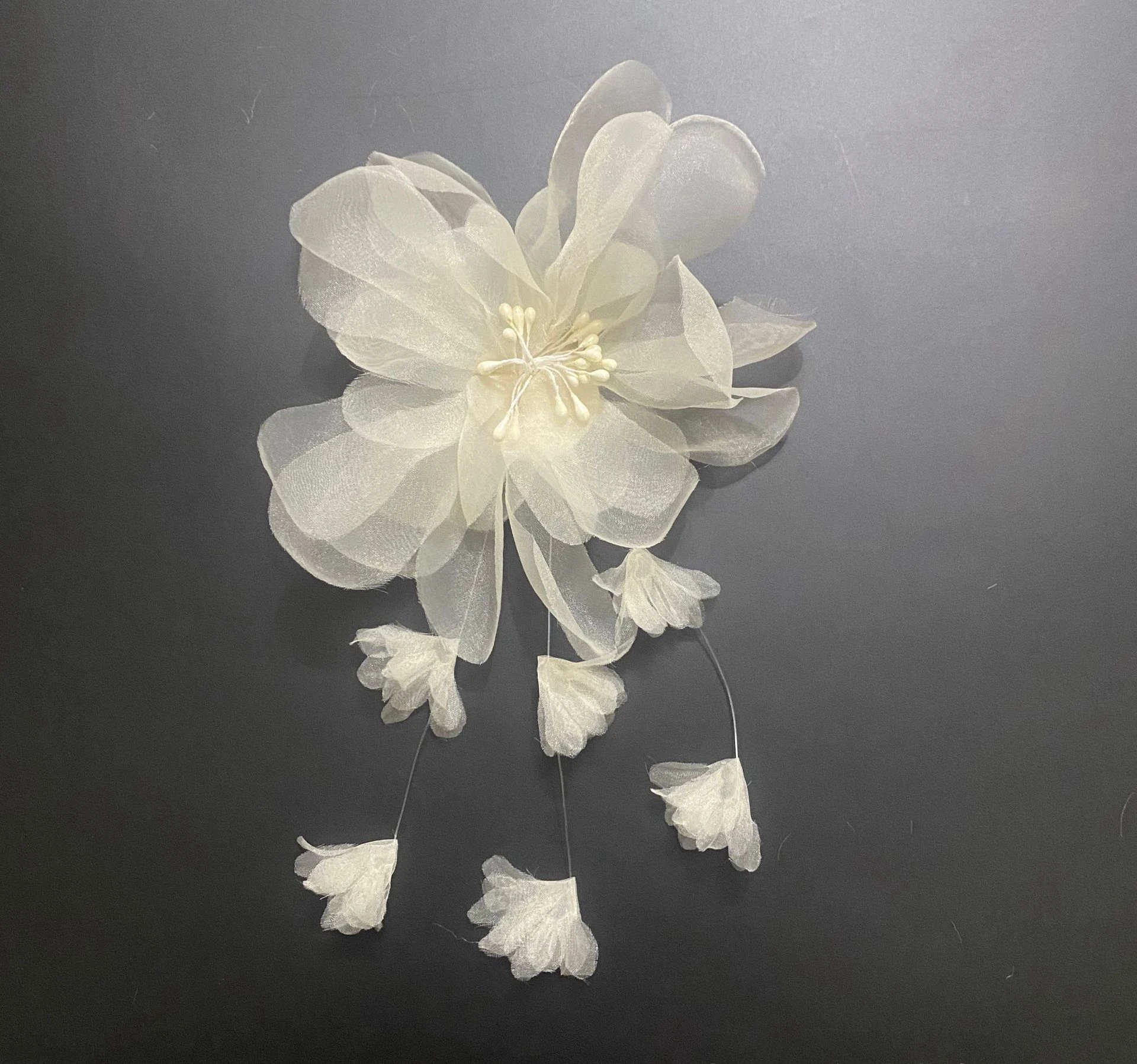 pizzo organza fai da te baffo fiore fatto a mano fiore moda abito da sposa per bambini accessori di abbigliamento fiori decorativi