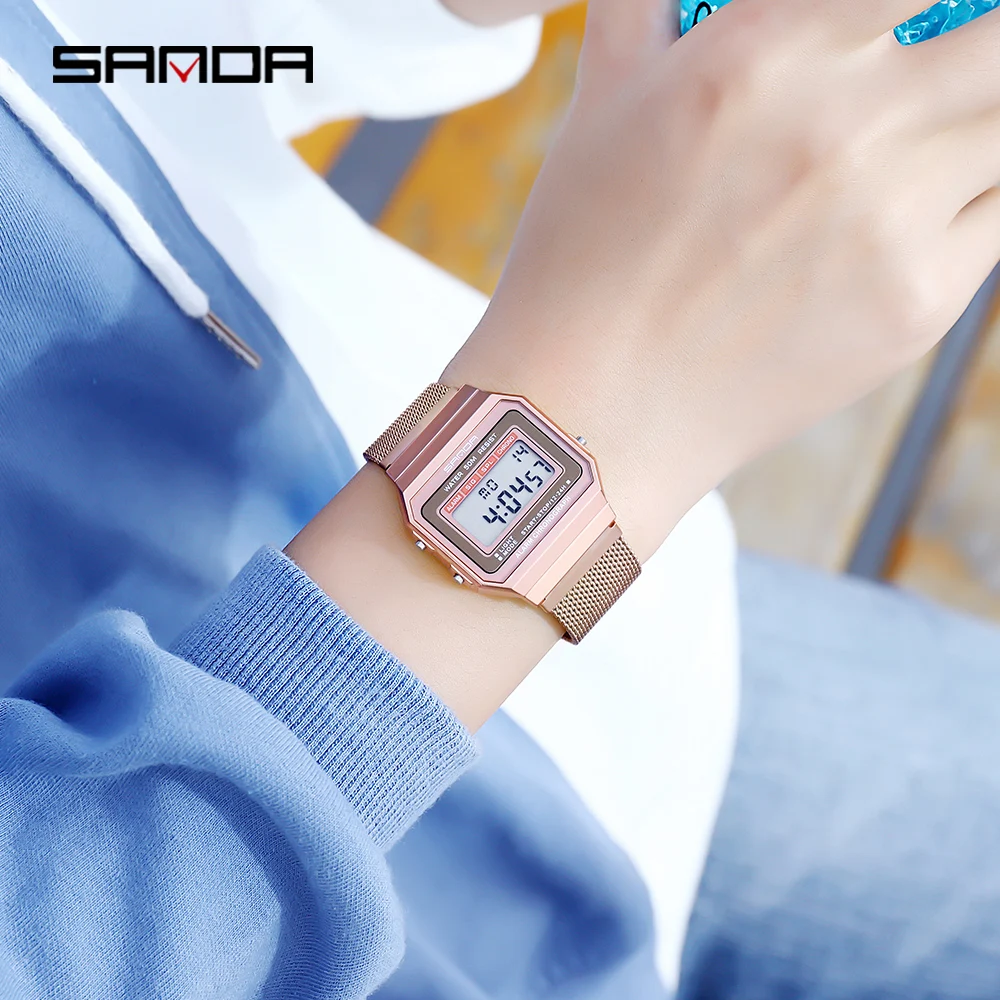 Sanda New Style 6017 Electronic Form Movement Fashion Cool Wrist Watch Personality Luminous Waterproof Watch