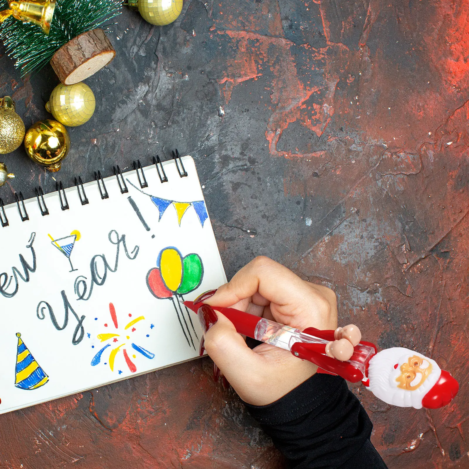 

2Pcs Christmas Ballpoint Pens Santa Claus Design Smooth Writing Stationery Decompression Pen Party Supplies Unique Xmas Gift