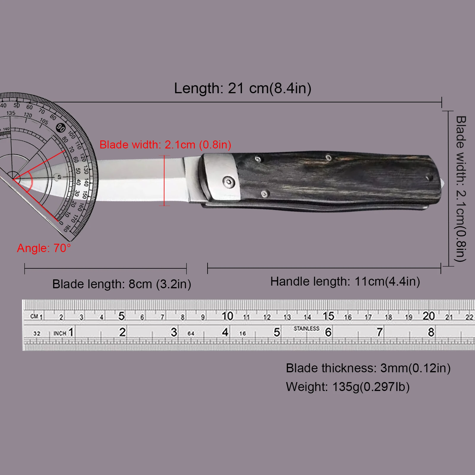 มีดพับไม้สี60HRC 9นิ้ว (7cr17mov เหล็ก) pisau lipat survival มีดต่อสู้อเนกประสงค์อเมริกาเหนือ