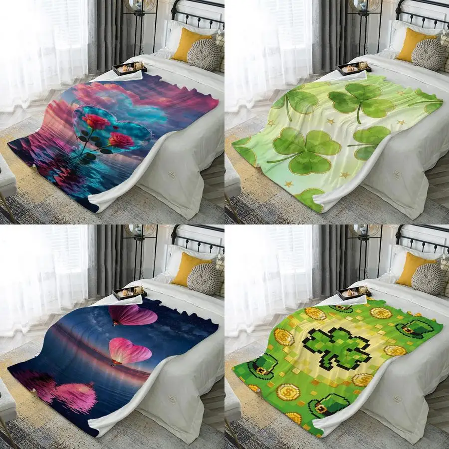 

2D Colorful Pattern Blanket Microfiber Flannel Cover Blanket Bedroom Living Room Sofa Soft And Comfortable Home Decoration