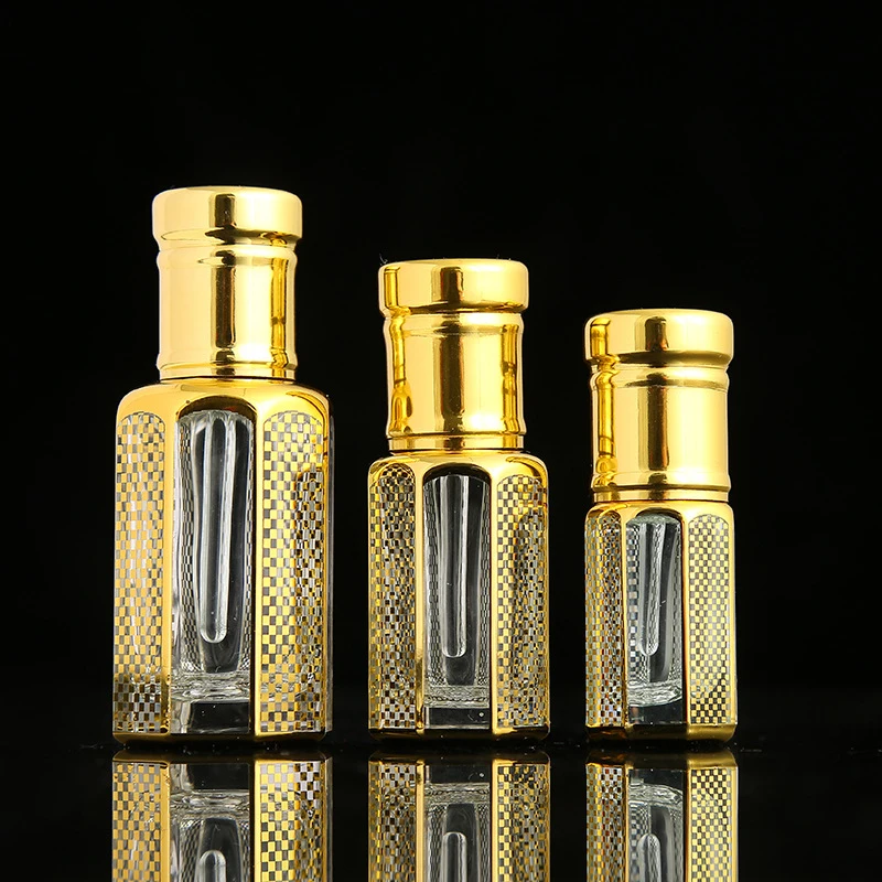 1pcs 3ml/6ml/12ml Empty Gold Glass Bottle Mini Essential Oil Container Refillable Roller Bottle Portable Perfume Bottle DIY