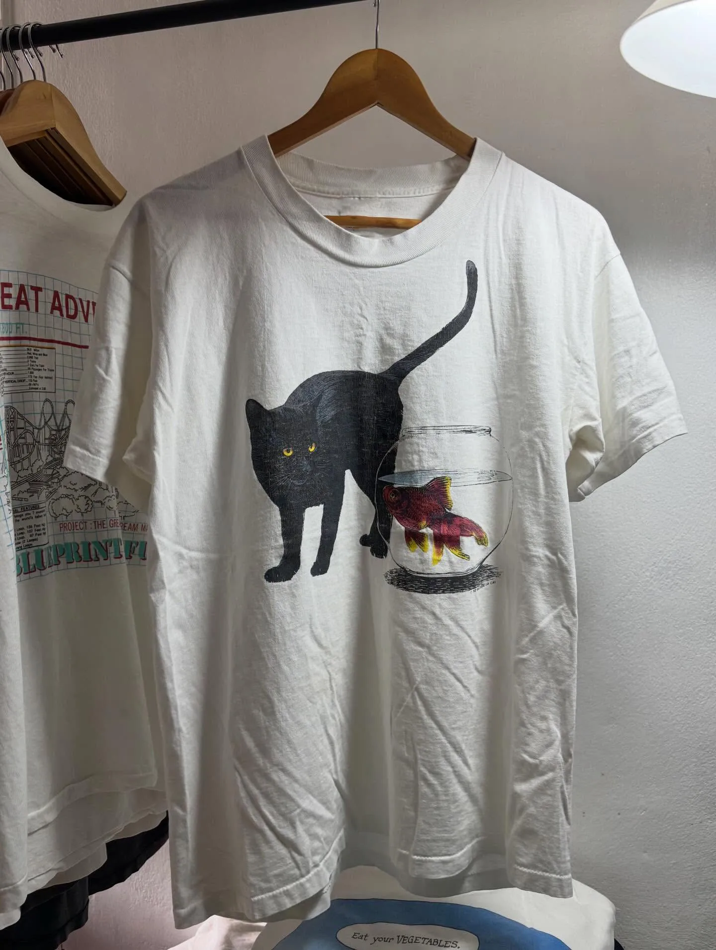 Fun Prank Hand-Drawn  Goldfish Oversize Couple T-Shirts Cotton Short Sleeve Summer Vintage Tees Unisex round Neck Print