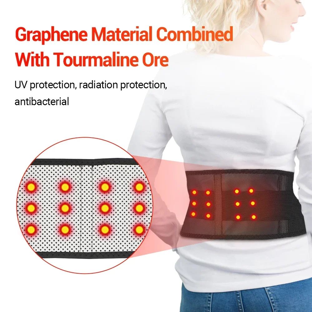 Self Heating Support Belt Tourmaline Lumbar Back Support Magnetic Therapy Brace Adjustable Back Waist Massage Belt Band