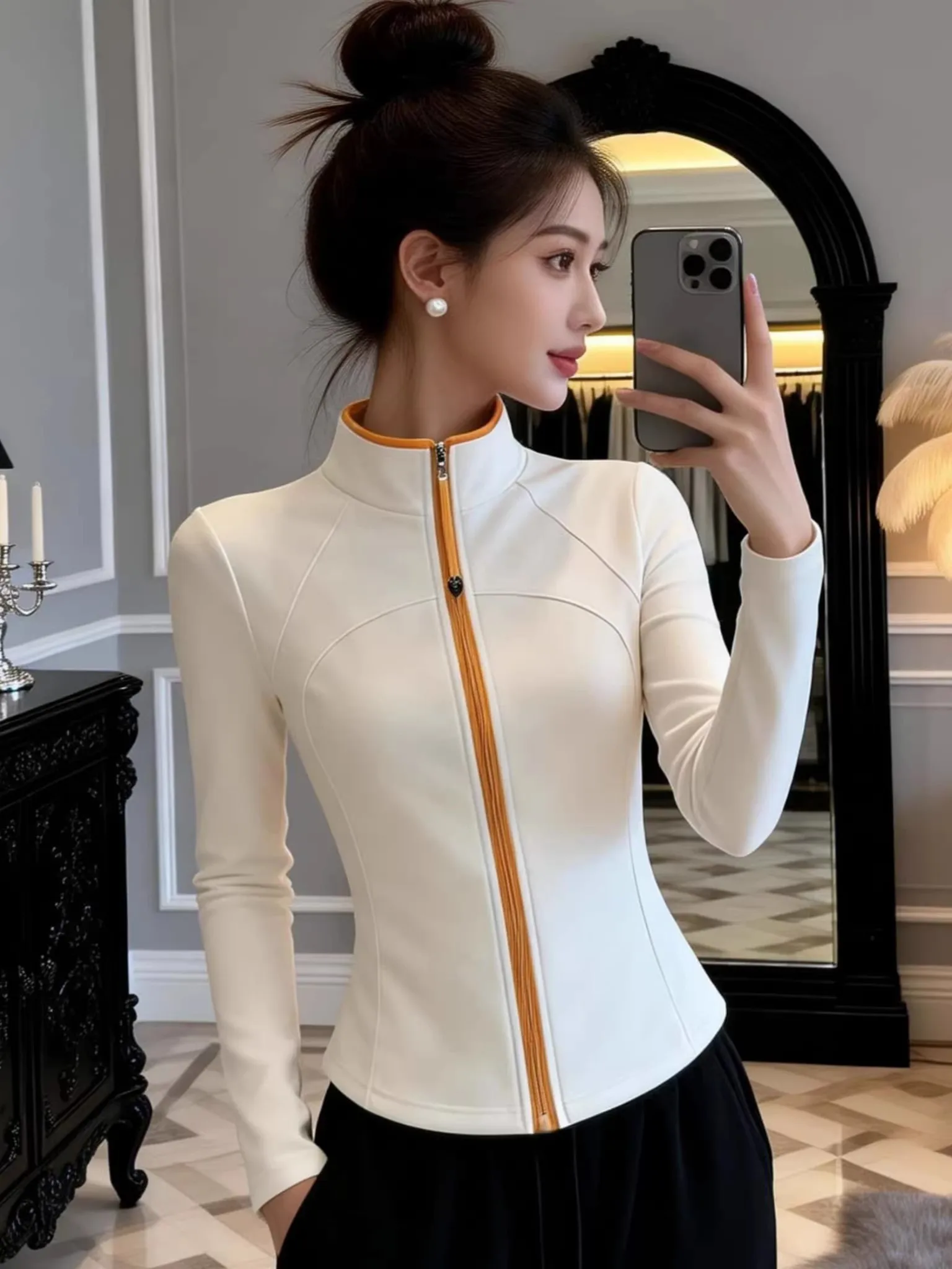 

Slim Fit Short Sleeveless Women's Jacket Zipper Stand Collar Color Block Design Casual Breathable Thin Spring Fashion Outerwear