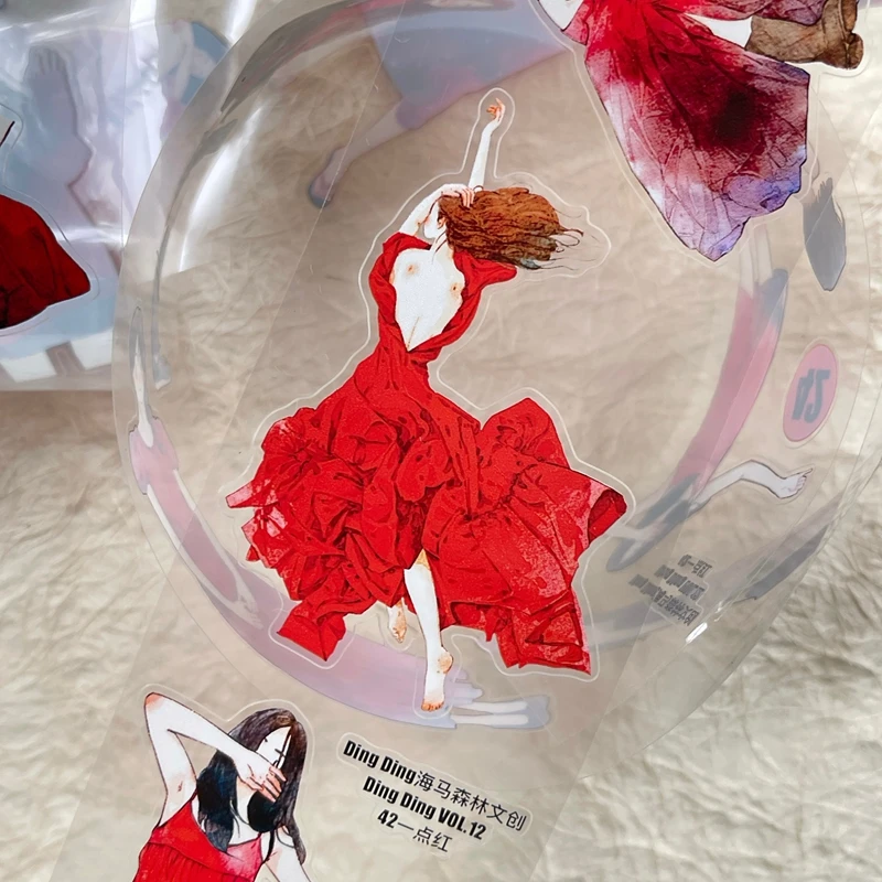 DingDing خمر جميل فتاة حمراء صغيرة رقم 42 اشي شريط PET لصنع البطاقات لتقوم بها بنفسك خطة سكرابوكينغ ملصق مزخرفة