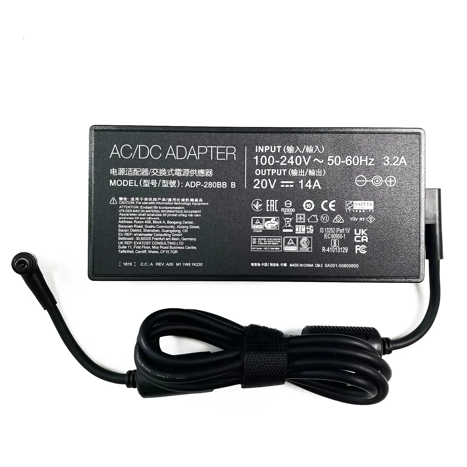 20V 14A 6.0mm*3.7mm Laptop Ac Adapter Charger For ASUS ROG Zephyrus M GU501G GU501GM GM501GM GU502GV GU501GM GU502 i9