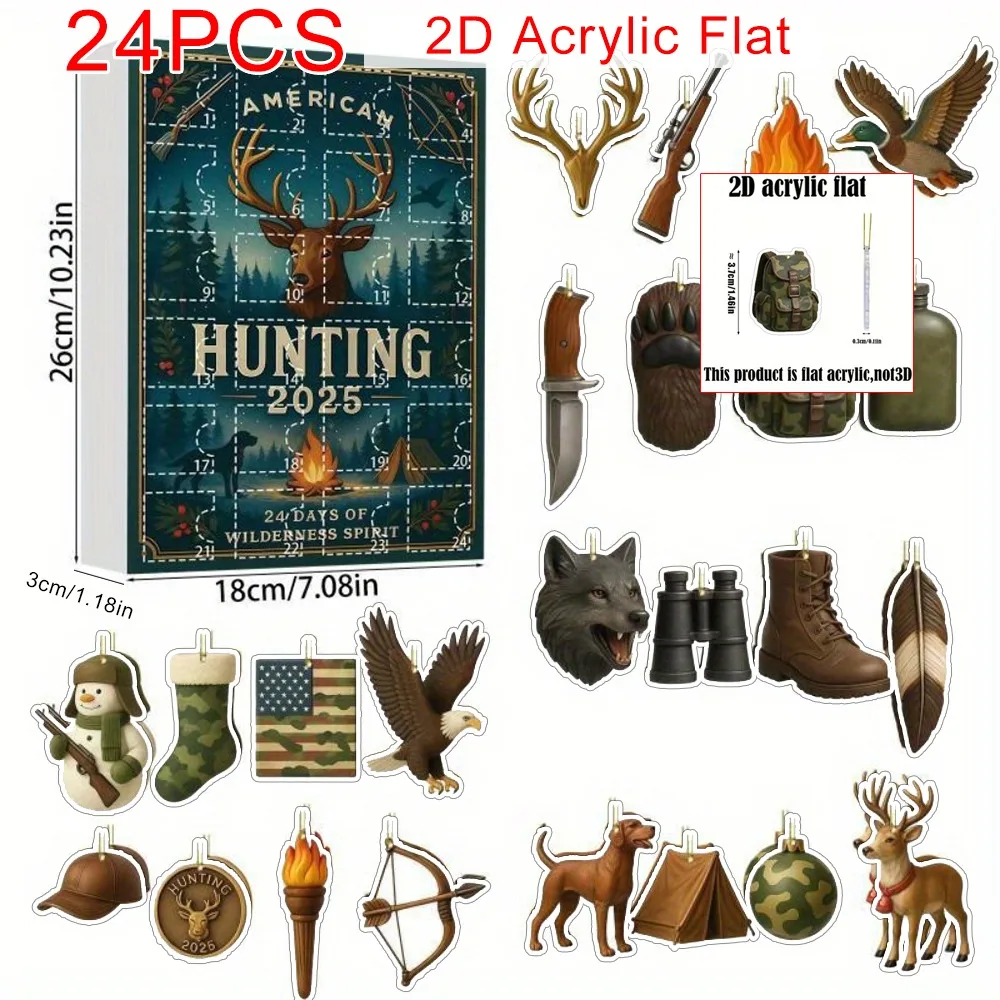 

HUNTING American Hunting Advent Calendar Mystery Box 2D Christmas Hunting Themed Surpriser Door/Window Decor