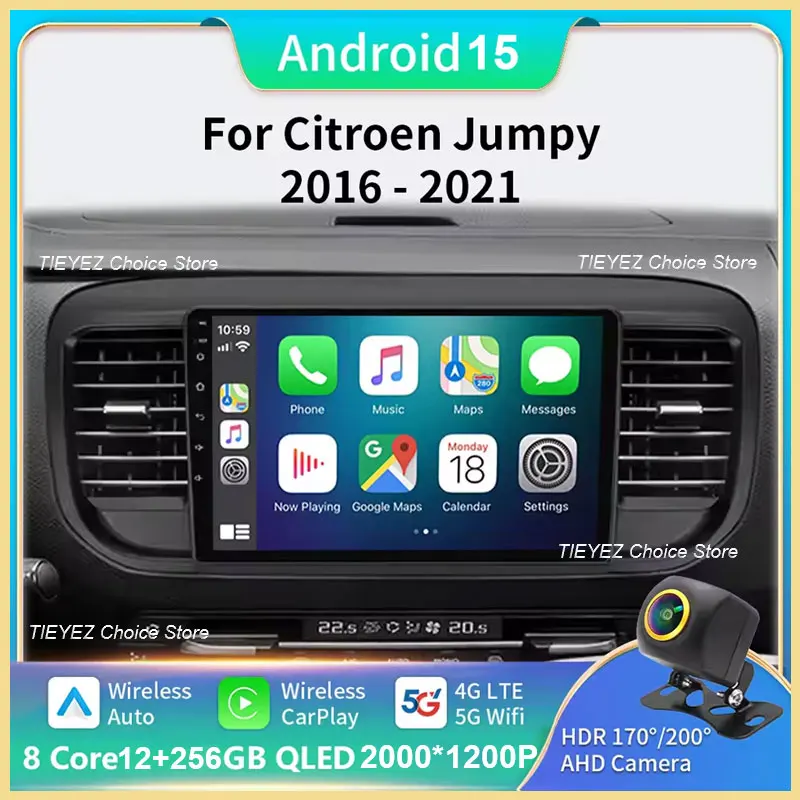 Android 15 Car Radio Multimedia Player Carplay For Citroen Jumpy III 3 SpaceTourer 1 For Peugeot Expert 3 2016 2017 2018 - 2021