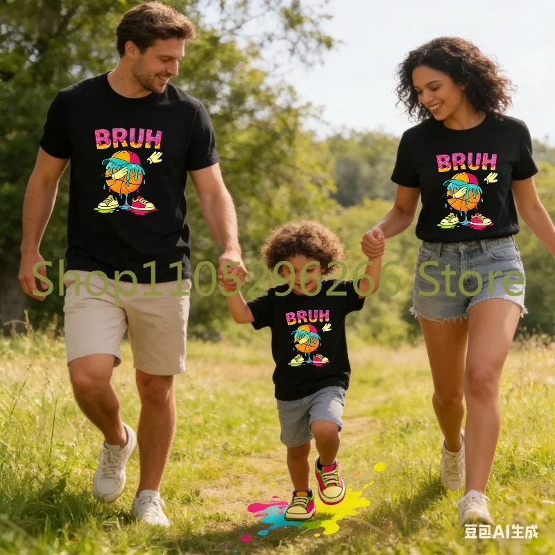 

Детская одежда 2026: Новинка! Летний комплект с принтом баскетбольного мяча для всей семьи. Футболка с коротким рукавом для мальчиков.