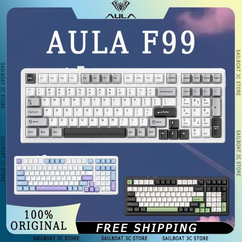 

AULA F99 Wireless Mechanical Keyboard With Satellite Axis 3-Mode Hot Swap RGB Gasket Low Noise Low Latency Custom Gamer Keyboard