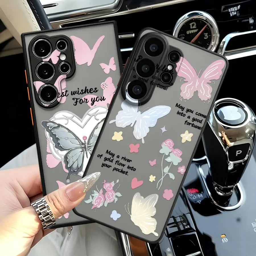 Colorful Butterfly Funda Back Phone Cover Case for Samsung Galaxy S26 S22 S25 Ultra S24 Plus Note 20 Ultra 10+ S23 FE S21 S20 FE