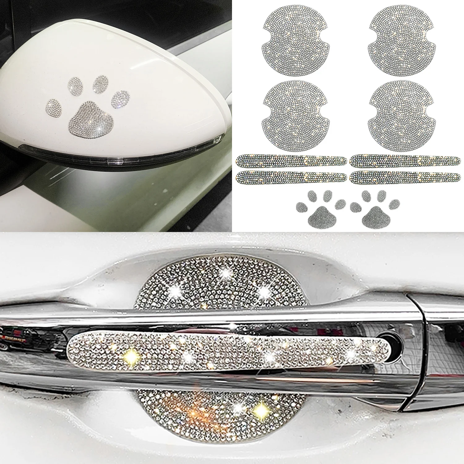 10pcs Car door handle, door bowl sticker, reverse rearview mirror, body door handle, anti scratch, masking film
