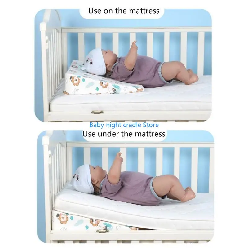 J2FF النوم الآمن الطفل إسفين وسادة يمنع الاختناق والمغص حديثي الولادة وسادة المنحدر ووسادة مريحة لعربة سرير طفل هدية