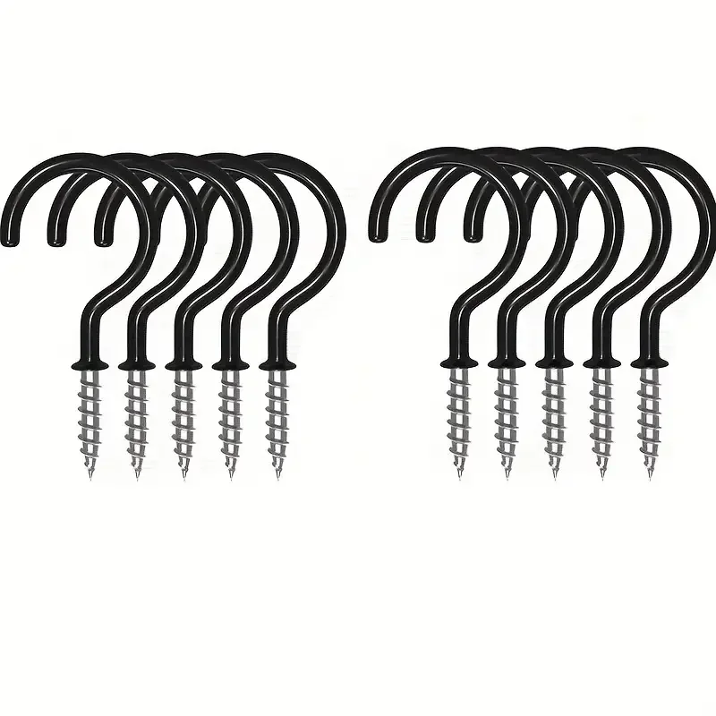 10Pcs Vinyl Coated Ceiling Hooks, Question Marker Shape, Heavy Duty Screw Cup For Bathroom Wall Hanging