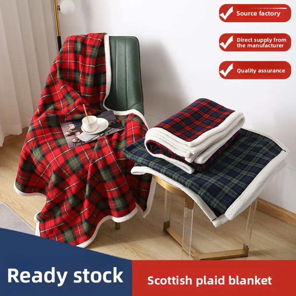 

Scottish Plaid Knee Blanket Made of Lamb Wool for Office Nap Home Use Soft Warm Throw for Couch Chair Travel Rest Relaxation