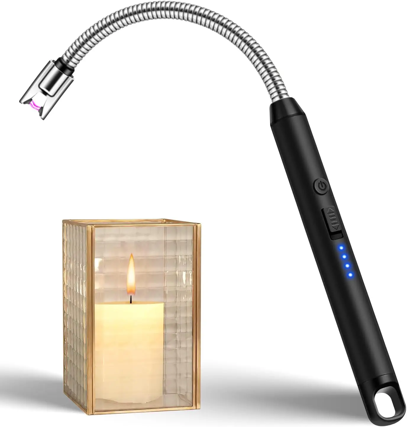 

USB-заряжаемая ветрозащитная электрическая зажигалка с гибким шлангом и защитным замком для гриля, барбекю, кемпинга, камина