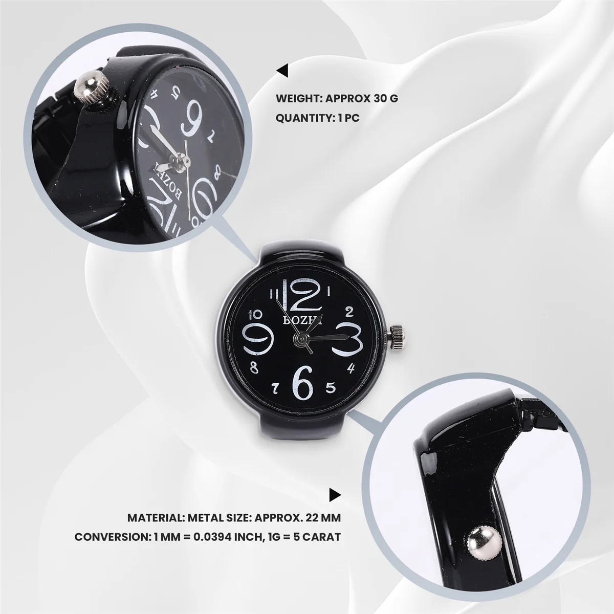ABQR – montre de poche à Quartz pour hommes, chiffres arabes, avec anneau de doigt, 0.87 pouces, tendance