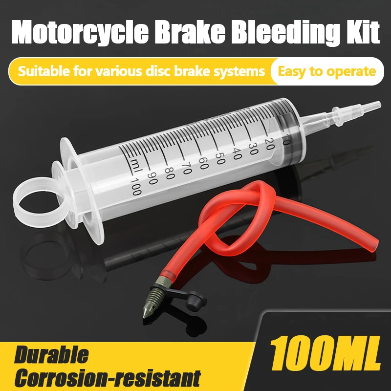 Kit de Purga de Frenos para Motocicleta, 100 ml, Jeringa para Purgar Frenos de Disco Hidráulicos, Herramienta para Purgar Frenos de Gas, Aceite de Frenos, Líquido de Frenos para Motocicletas