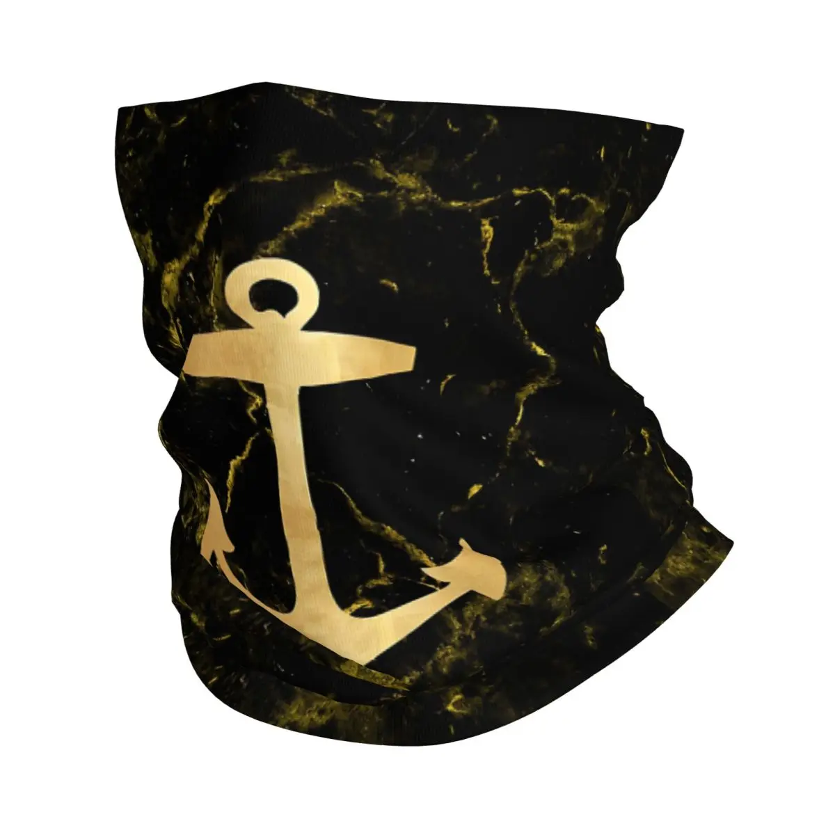 Black Marble Gold Nautical Anchor Headband Neck Warmer Men Ski Running Tube Scarf Medical Nurse Face Bandana Gaiter