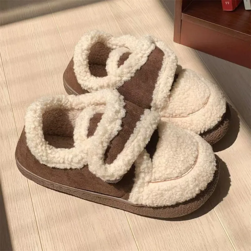 Winter New Comfort Non Slip Snow Boots Cute Women's Cotton Shoes Home Thicken Plush Woman Flats Warm Fluffy Boots Botas Mujer