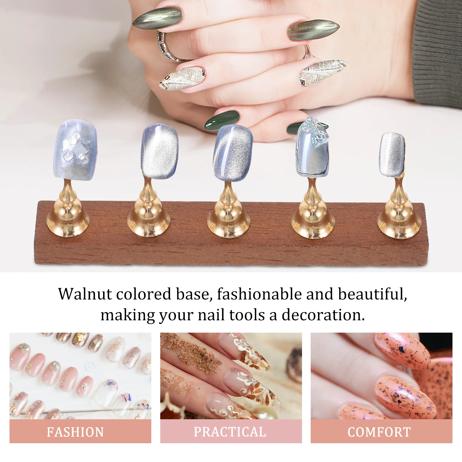 1 set 1 set supporto per premere sulle unghie con base supporto per pratica manicure supporto per display per unghie finte strumenti per nail art per uso domestico