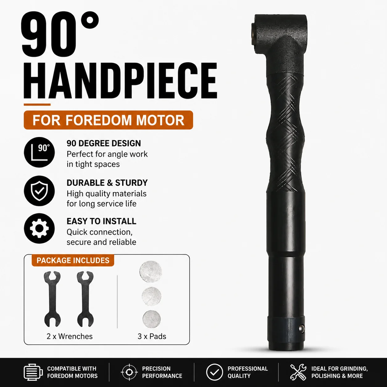 90 Degree Handpiece for Foredom Motor Anging Flexible Shaft Grinder Mill Grinder Mesin 90D Elbow Power Tool Parts