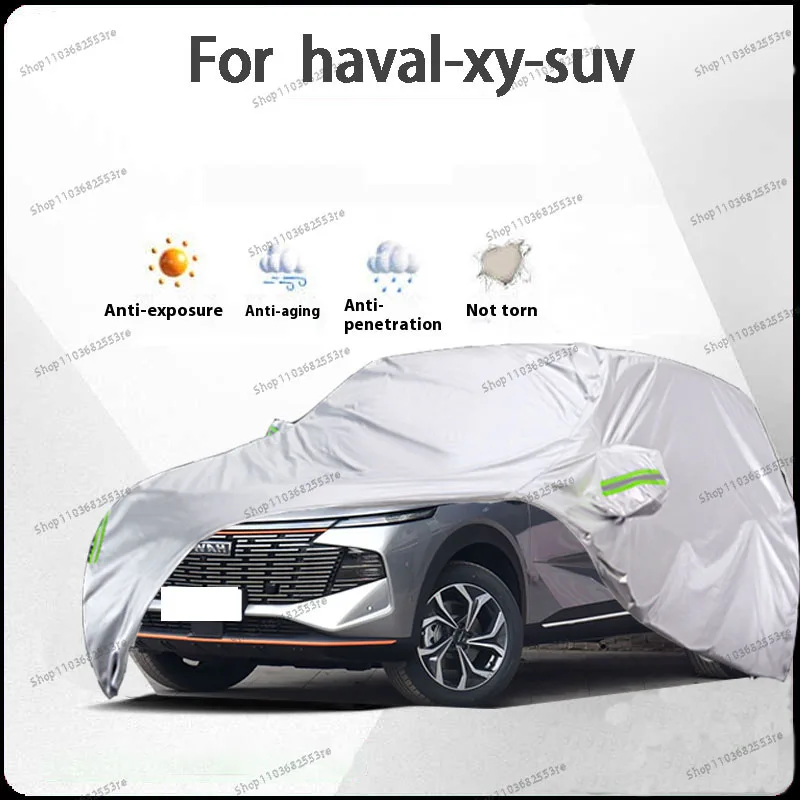 

Для Haval XY Fit автомобильный чехол водонепроницаемый, пылезащитный, солнцезащитный козырек (УФ), снегозащитный | Серебряное полное покрытие с защитой в течение всего дня