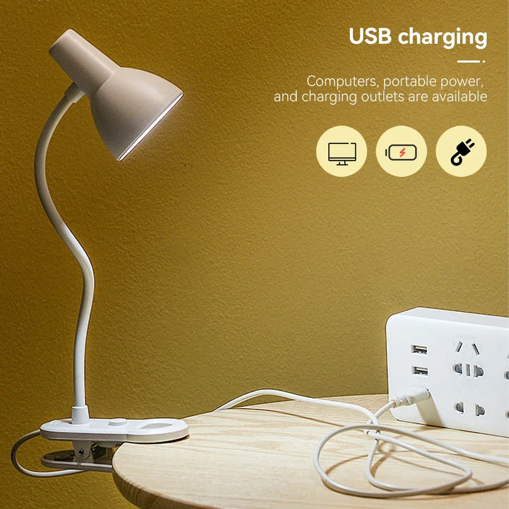 LED حماية العين كتاب ضوء الليل قابل للتعديل زاوية صغيرة كليب على مكتب مذاكرة مصباح AA بطارية USB المكونات في لقراءة غرفة النوم