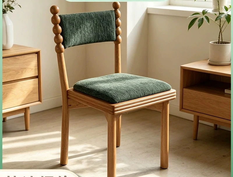 DSA retro style solid wood gourd chair retro solid wood dining chair medium ancient style round bead solid wood dining chair