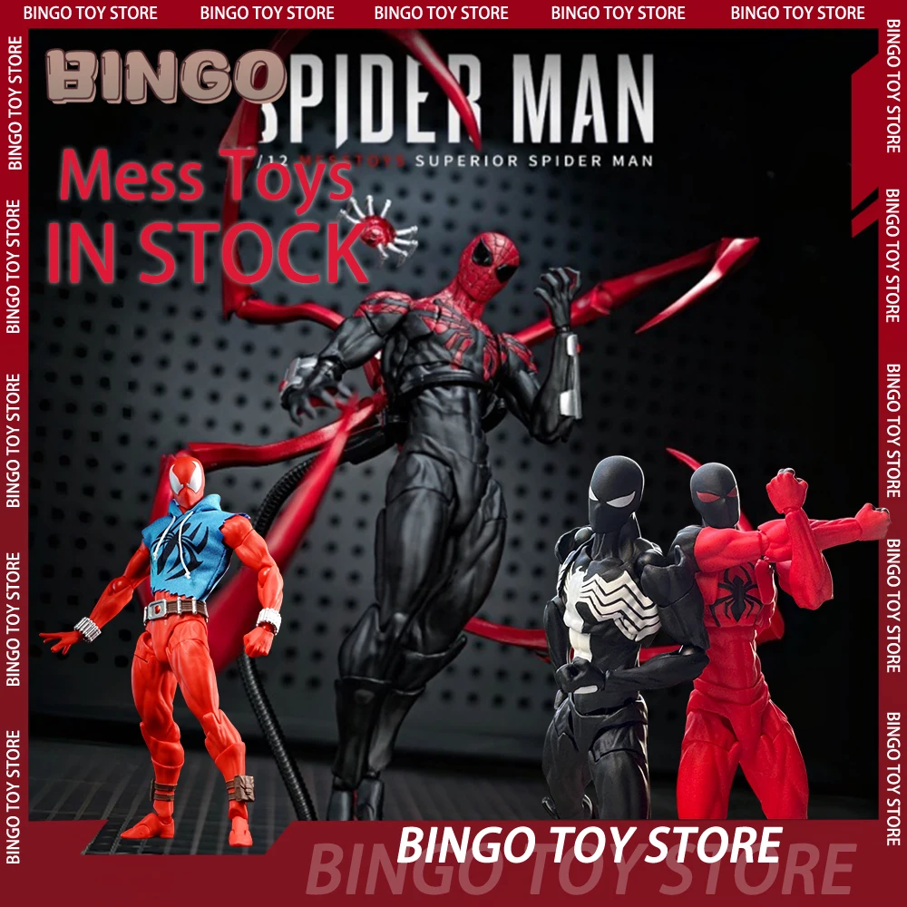 

IN STOCK Mess Toys Superior Spiderman Figure Black Red Neighbor Symbiote SpiderMan Figures Scarlet Spiderman Figurine Kids Toys